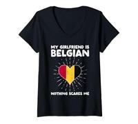 Donna La mia Ragazza è Belga, Niente Mi spaventa - Belgio Cuore Maglietta con Collo a V