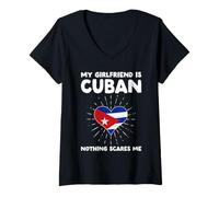 Donna La mia Ragazza è Cubana Nulla Mi spaventa - Cuba Heart Maglietta con Collo a V