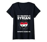 Donna La mia Ragazza è siriana Niente Mi spaventa - Siria Cuore Maglietta con Collo a V