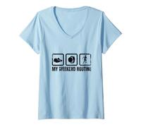 Donna La mia Routine del fine Settimana Jogger Jogging Maglietta con Collo a V