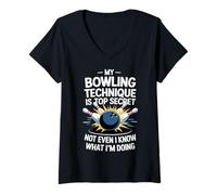 Donna La mia tecnica di bowling è top secret Maglietta con Collo a V