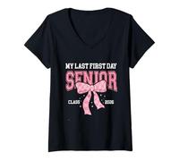 Donna La mia ultima lezione del primo giorno di 2026 Senior Back To School 2026 Maglietta con Collo a V