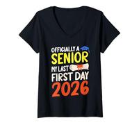 Donna La mia Ultima lezione del Primo Giorno di 2026 Senior Back To School 2026 Maglietta con Collo a V