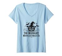 Donna La Midnight Moonlight Magic Co. Halloween Maglietta con Collo a V