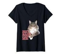 Donna La Migliore Maglietta del Maine Coon Mom Funny Cat Maglietta con Collo a V