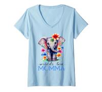 Donna La migliore mamma del mondo 2025 Pretty Floral Elephant Lover Maglietta con Collo a V