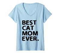 Donna La migliore mamma gatta di sempre amante dei gatti Feline Pet Meow Love Cats Maglietta con Collo a V