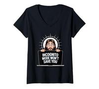 Donna La modalità di navigazione in incognito non ti salverà divertente Jesus Christian Merch Maglietta con Collo a V