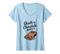 Donna La Morte di Cioccolato Vale la Pena Divertente Halloween Maglietta con Collo a V