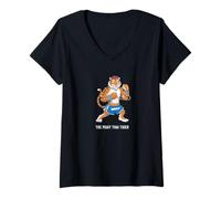 Donna La Muay Thai Tiger Thailandia Bangkok Maglietta con Collo a V