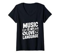 Donna La Musica è Il Mio linguaggio d'Amore per Gli Amanti della Musica appassionata Maglietta con Collo a V