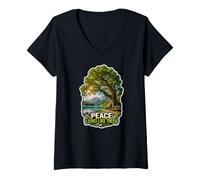 Donna La Pace Sembra Alberi Maglietta con Collo a V