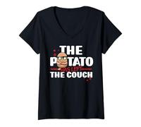 Donna La Patata ha Lasciato Il Divano Spud Life Fries Tater Tots Maglietta con Collo a V