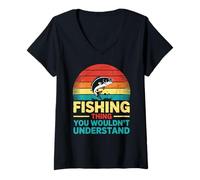 Donna La pesca è il mio posto felice che non capiresti pescatore Maglietta con Collo a V