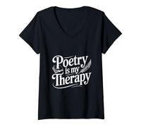 Donna La Poesia è la mia Terapia Maglietta con Collo a V