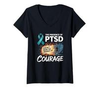 Donna La presenza di PTSD Non Significa Assenza di Coraggio Maglietta con Collo a V