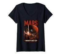 Donna La prossima frontiera Spaziale di Mars Humanity Maglietta con Collo a V
