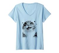 Donna La Rabbia Mi Sta consumando Sciocco Che Fissa Il Meme del Gatto Maglietta con Collo a V
