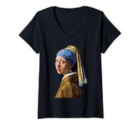 Donna La Ragazza con Un orecchino di Perla di Johannes Vermeer Maglietta con Collo a V