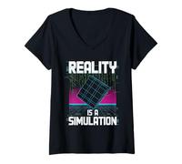 Donna La Realtà è Una Simulazione Maglietta con Collo a V