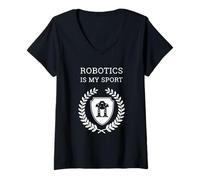 Donna La robotica è Il Mio Sport Retro Mech Bot STEM Engineering Team Maglietta con Collo a V