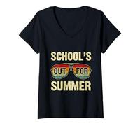 Donna La Scuola è Fuori per L'Estate Occhiali da Sole retrò Vacation Vibes Maglietta con Collo a V