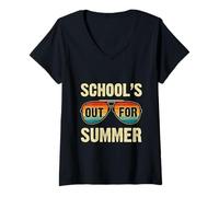 Donna La Scuola è Fuori per L'Estate Occhiali da Sole retrò Vacation Vibes Maglietta con Collo a V