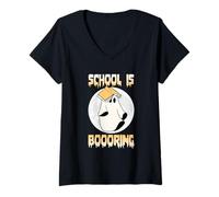 Donna La scuola sta aumentando divertente fantasma ritorno a scuola Halloween Maglietta con Collo a V