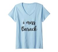 Donna La Signorina Barack Obama Cool Maglietta con Collo a V