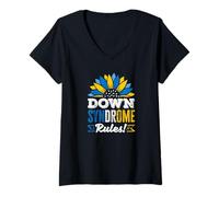 Donna La sindrome di Down Regola la consapevolezza della sindrome di Down Maglietta con Collo a V