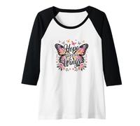 Donna La Speranza Ci dà Le Ali per la consapevolezza del Cancro al Seno Farfalla Rosa Maglia con Maniche Raglan