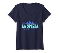 Donna La Spezia Italia | La Spezia Liguria Italia Shoreline Maglietta con Collo a V