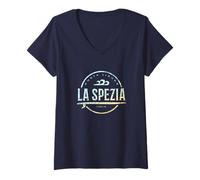 Donna La Spezia Italia - Retro La Spezia Italia Vintage Surf Maglietta con Collo a V