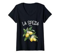 Donna La Spezia Lemon Art Italian Fruit Lover Italia Liguria Maglietta con Collo a V