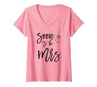 Donna La Sposa Che Presto sarà Mrs Minimal Wedding Maglietta con Collo a V