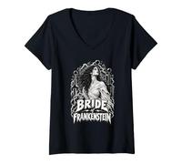 Donna La Sposa di Frankenstein - Gothic Classic Horror Maglietta con Collo a V