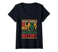 Donna La Storia Nera è Storia Americana BHM African Heritage Maglietta con Collo a V