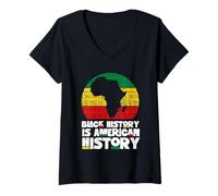 Donna La Storia Nera è Storia Americana - Mese della Storia Nera Maglietta con Collo a V