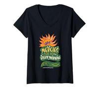 Donna La Sua Misericordia Sono Nuove Ogni Mattina Cristiano Fede Grafica Maglietta con Collo a V