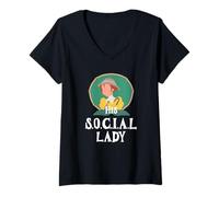 Donna La sua signora S.O.C.I.A.L Maglietta con Collo a V