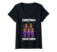 Donna La Troupe del Coro Natalizio! Cantanti Gospel abbinati Maglietta con Collo a V