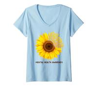 Donna La Tua Storia Conta la consapevolezza della Salute mentale Supporto Girasole Maglietta con Collo a V