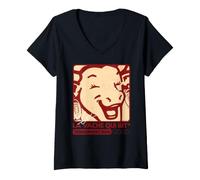 Donna La Vache Qui Rit Cheese Retro Tendrement Bon Maglietta con Collo a V