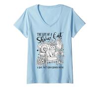 Donna La Vita di Una gatta da Esposizione Divertente Regalo Maglietta con Collo a V