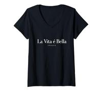 Donna La Vita é bella Italia La vita è bella Italia viaggio Italia Maglietta con Collo a V