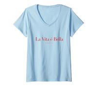 Donna La Vita é bella Italia La vita è bella Italia viaggio Italia Maglietta con Collo a V