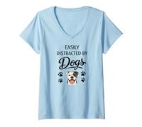 Donna La Vita È Migliore con Il Mio Cane Alapaha Blue Blood Maglietta con Collo a V
