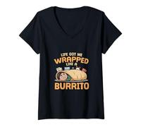 Donna La Vita Mi ha Avvolto Come Un Burrito Divertente Burrito Foo Maglietta con Collo a V