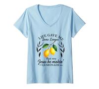 Donna La Vita Mi ha Dato dei Limoni, ma Il Mio Gesù Sta Facendo la Limonata Maglietta con Collo a V