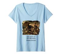 Donna La Zattera della Medusa con Occhiali da Sole Maglietta con Collo a V